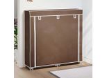 Vidaxl Scarpiera In Tessuto Con Coperchio 115 X 28 X 110 Cm Marrone