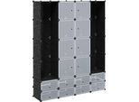 Vidaxl Armadio Modulare A 18 Scomparti Bianco/Nero 37X146X180,5 Cm
