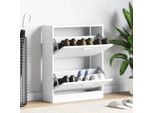 Vidaxl Scarpiera In Legno Bianco Con 2 Ribalte Per Scarpe
