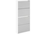 Scarpiera Con 4 Scomparti A Specchio Bianco 63×17×134 Cm