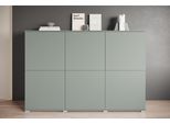 Highboard Otto Home "Kenia, Moderne Grifflose Hochkommode Mit 6 TüRen, Breite 180 Cm", GrüN (Salbei), B:180Cm H:125Cm T:39,5Cm, Sideboards, Highboard, Push-To-Open-Fronten, HöHenverstellbaren EinlegeböDen