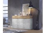 Sideboard Home Affaire "Rimini", Grau (Atelier Hell, Kastanienfarben), B:135Cm H:86Cm T:40Cm, Sideboards, Sideboard, Breite 135 Cm