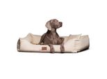 Tierlando ® Orthopädisches Hundebett Maddox Kunstleder Hundesofa Mittelgroß Große Hunde Hundesofa XL XXL creme 1,5 m, 25 cm, 1 m