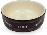 Ciotola Per Gatti In Ceramica "Cat"" Ø13,5 X 5 Cm Nero / Beige"