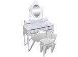 Vidaxl Tavolino Da Toilette Con Specchio E Sgabello 7 Cassetti Bianco