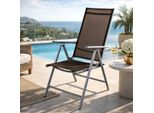 Sedia Pieghevole Da Giardino Sedia Da Giardino Con Schienale Alto In Alluminio Tessile Marrone Cioccolato