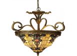 Clayre & Eef Lampada A Sospensione Tiffany Ø 56X55/170 Cm In Vetro Giallo Marrone