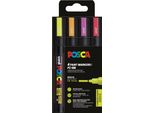 Posca PC5M/4A ASS10 Marcatore A Pigmenti Posca PC-5M, Confezione Da 4, Colore Neon