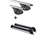 Portapacchi Vdp + Porta Sci / Porta Snowboard / Porta Sci Silver Ice Estensibile Compatibile Con Opel Calibra 3 Porte 1990-1997