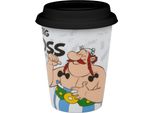KöNitz Characters Coffee To Go Mug Mit Deckel - Big Boss, Obelix, Kaffeebecher, Kaffee Becher, Silikondeckel, Porzellan, 380 Ml, 11 5 162 2248