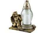 Lume Da Tomba In Vetro Con Angelo Orante Dorato (25 Cm), Incl. 7 Candele Di Ricarica