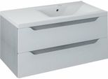 Sapho Wave - Mobile Lavabo, 900X450X480 Mm, A Destra, 2 Cassetti, Rovere Bianco/Argento WA093-3011
