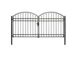 Cancello Per Recinzione A Doppia Anta Ad Arco In Acciaio 300 X 125 Cm Nero