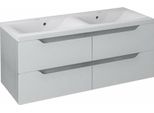 Sapho Wave - Mobile Lavabo Doppio 1200X500X480 Mm, Rovere Bianco/Argento WA120-3011