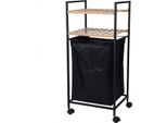 Mensola Portaoggetti Mobile Per Bagno Koopman, Bambù/Metallo/Poliestere, 32,5X38X89,5 Cm, Nero/Marrone