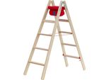 Hymer Holz-Stufenstehleiter 71499, Beidseitig Begehbar 2X5 Sprossen ArbeitshöHe 2,85 M