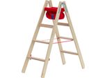 Hymer Holz-Stufenstehleiter 71499, Beidseitig Begehbar 2X4 Sprossen ArbeitshöHe 2,55 M
