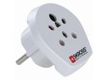 Skross 39770 Adattatore India Israele Danimarca Per L'europa, Spina Con Contatto Di Terra (Tipo F, Cee 7/7), Bianco - Adatto A Tutti Gli Apparecchi Con E Senza Contatto Di Terra (2 E 3 Poli)