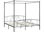 Struttura Letto A Baldacchino In Metallo Grigio 180 X 200 Cm