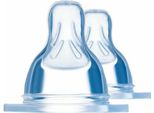 Set 2 Tettarelle Mam Flow Rapid 3, Silicone, +4 Mesi, Trasparente