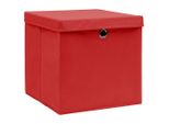 Vidaxl Scatole Portaoggetti Con Coperchio 4 Pz. Tessuto Rosso 32X32X32 Cm