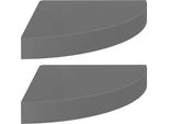 Vidaxl Mensole Galleggianti Ad Angolo 2 Pz. Mdf Grigio Lucido 25X25X3,8 Cm