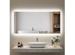 Specchio Da Bagno Emke Led 120X60 Cm Con Illuminazione E Antiappannamento, Specchio Da Parete Con Interruttore Meccanico Specchio Da Bagno 3000K/6500K Colori Della Luce