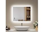 Specchio Da Bagno Emke Led 50X60 Cm Con Illuminazione E Antiappannamento, Specchio Da Parete Con Interruttore Meccanico Specchio Da Bagno 3000K/6500K Colori Della Luce