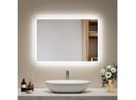 Specchio Da Bagno Emke Led 50X70 Cm Con Illuminazione E Antiappannamento, Specchio Da Parete Con Interruttore Meccanico Specchio Da Bagno 3000K/6500K Colori Della Luce
