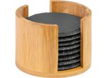 Westmark 8 Naturschiefer-Untersetzer, Rund, 10 Cm, In Bambusbox, 69212260