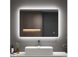 Emke Specchio Da Bagno A Led 70X50Cm Con Illuminazione 3 Colori Di Luce Bianco Freddo Neutro Bianco Caldo Antiappannamento Specchio Da Bagno Con Interruttore A Sfioramento