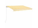 Vidaxl Tenda Da Sole Manuale A Scomparsa Con Led 350X250 Cm Giallo E Bianco