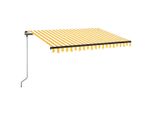 Vidaxl Tenda Da Sole Manuale A Scomparsa Con Led 350X250 Cm Giallo E Bianco