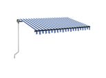 Vidaxl Tenda Da Sole Manuale A Scomparsa Con Led 350X250 Cm Blu E Bianco