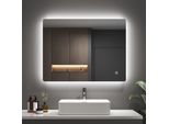 Emke Specchio Da Bagno A Led 80X60Cm Con Illuminazione 3 Colori Di Luce Bianco Freddo Neutro Bianco Caldo Specchio Luminoso Specchio Da Bagno Con Interruttore A Sfioramento