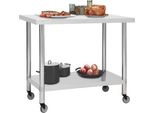 Vidaxl Piano Di Lavoro Per Cucina Con Rotelle 80X60X85 Cm In Acciaio Inox