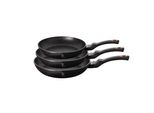 Berlinger Haus Set Di Padelle In Alluminio Forgiato E Antiaderente, Turbo A Induzione, 20/24/28 Cm, Manico Ergonomico, Adatte A Tutti I Piani Di Cottura, Collezione Black Rose