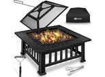 Ciotola Da Fuoco Tillvex Con Parascintille E Griglia Per Grigliare | Pozzo Di Fuoco All'aperto Per Il Giardino | Griglia Per Barbecue 3 In 1 Con Coperchio, Attizzatoio, Pinze E Griglia Per La Carbonella