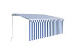 Vidaxl Tenda Da Sole Manuale A Scomparsa Con Tenda A Rullo Led 3,5X2,5 M Blu Bianco