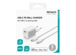 Deltaco Caricatore Da Parete Usb, USB-C, Pd 20 W, Incl. 1 M Da C A Lightning