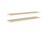 Vidaxl Mensole Sospese 2 Pz. Rovere E Bianco 120X23,5X3,8 Cm Mdf