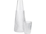 Stelton Karaffe Pilastro Mit Glas, Wasserkaraffe, Glas, Transparent, 1 L, X-507