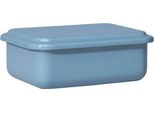 Riess Barattolo Smaltato Con Coperchio Piccolo Basso 15X11X5Cm Smalto Blu Mirtillo
