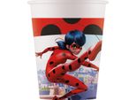 Procos 93479 - Bicchiere Party Miracolous Ladybug, Capacità Massima 200 Ml, 8 Pezzi, Bicchiere Di Carta Monouso, Festa Di Compleanno Per Bambini, Stoviglie Per Feste, Mix