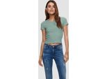 T-Shirt Cropped A Costine Manica Corta Girocollo Top Controllo Pancia Onlemma | M