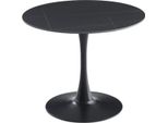 Tavolo Da Pranzo Casadolce Interla 2, Nero, 90X75 Cm, Motivo Marmo, Pietra Sinterizzata, Base A Colonna In Metallo