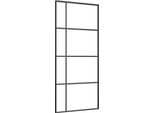 Vidaxl Porta Scorrevole Esg Vetro E Alluminio Satinato 90X205 Cm Nero