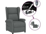 Vidaxl Sedia Ad Ala Con Funzione Reclinabile Elettrica In Tessuto Grigio Scuro