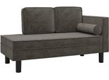 Chaise Longue Con Cuscino E Bolster In Velluto Grigio Scuro