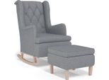 Vidaxl Sedia A Dondolo Con Sgabello In Tessuto Grigio Chiaro